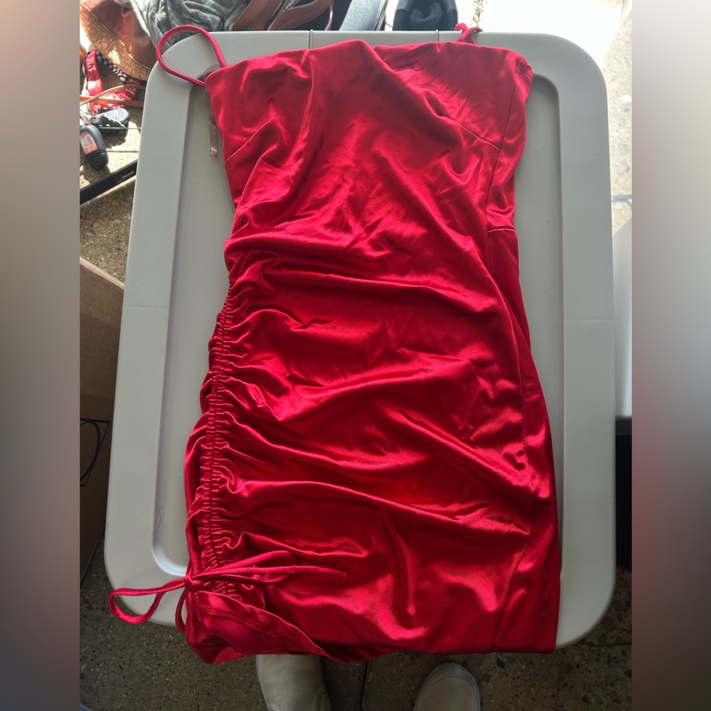 Sleek Red Satin Dress